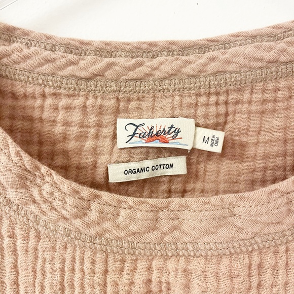 Faherty Dream Cotton Gauze T-Shirt 100% Organic Cotton Tops Oversized Boxy Fit - Picture 5 of 8